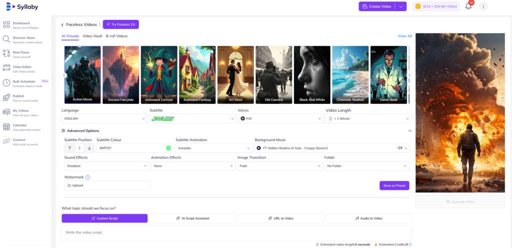 Syllaby Faceless Dashboard