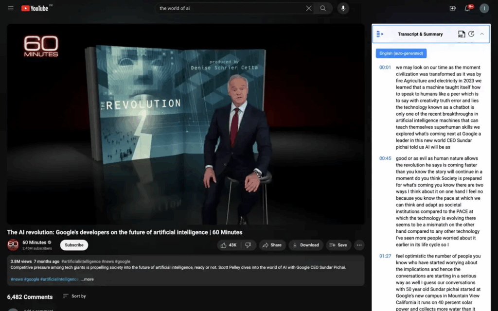Youtube transcript generator