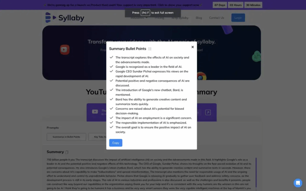 Youtube transcript generator
